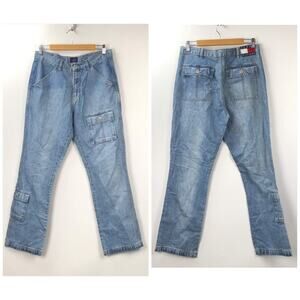 Tommy Hilfiger Tommy Jeans 10 Womens Light Wash Vintage  Y2K Box Logo Mom Jeans